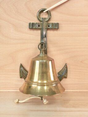 Vintage Brass Anchor Ship's Bell Nautical Wall Hanging Decor
